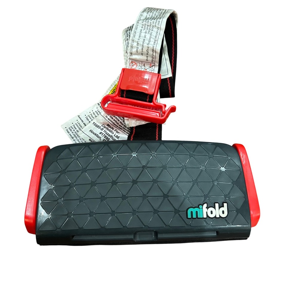 mifold Grab-and-Go Booster Seat Unisex Grey Red Portable Compact Travel OS